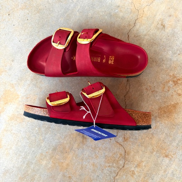 Birkenstock Shoes - Birkenstock Arizona Sz 38 Fire Red New 100% Leather
